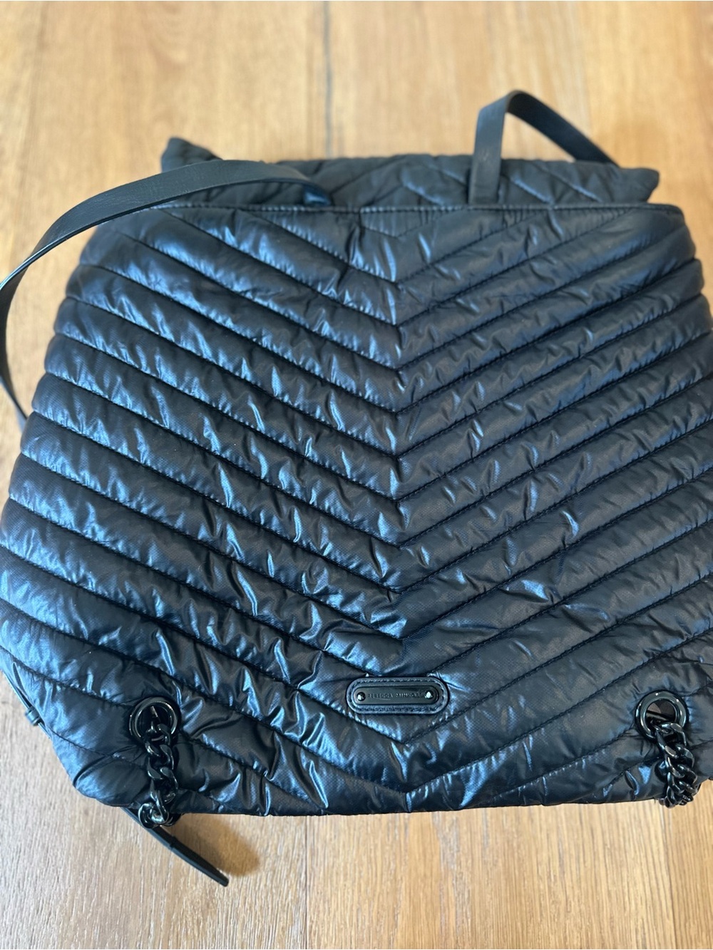 Rebecca Minkoff Black Quilted Nylon Convertible Backpack - Picture 4 of 6
